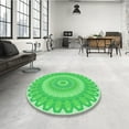 thumbnail image 4 of Ahgly Company Machine Washable Indoor Square Transitional Neon Green Area Rugs, 6' Square, 4 of 7