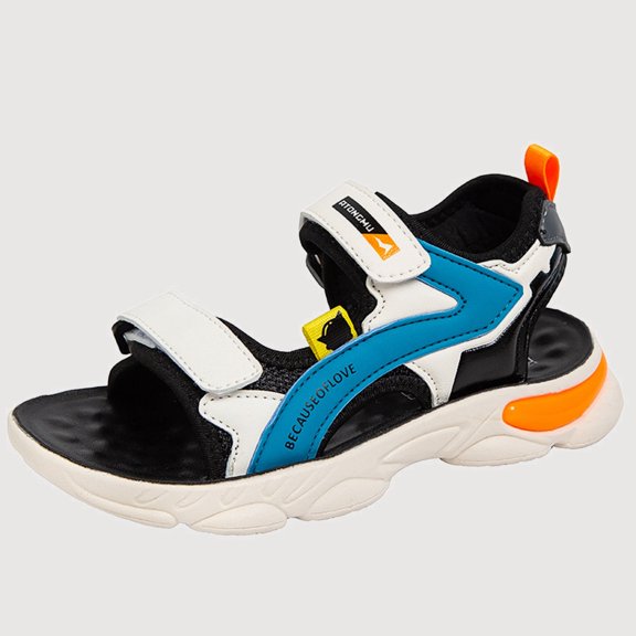 Gyujnb Kids Open Toe Sport Sandals Adjustable Hook and Loop Soft Sole Casual Beach Shoes (Boys and Girls),13.5