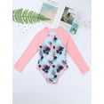 thumbnail image 3 of JanJean Kids Girls One Piece Swimsuits Prints Long Sleeve Bathing Suit Rash Guard Beach Swimwear Pink 6, 3 of 7