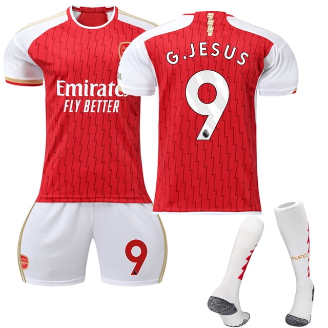 2023-2024 Arsenal Home Kids Football Shirt Kit No. 9 G.JESUS 12-13 Years