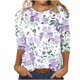 thumbnail image 2 of Fiudx Ofertas de La Semana Camiseta Estampada a La Moda para Mujer, Blusa de Mangas 3/4, Tops Informales con Cuello Redondo, 2 of 4