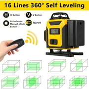 Laser Level,GOCHIFIX 16 Lines 4x360° Green Cross Laser Level Self Leveling with Tripod,Rotating Bracket,Remote Control,Lifting Platform,Rechargeable Battery and Storage Box