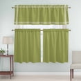 thumbnail image 5 of Sage Green Curtain Valances Set Olive Solid Color Kitchen Curtains 24&nbsp;inch Length Rod Pocket Valance and Tiers 3 Piece Set Small Bedroom Bathroom Laundry Decor, 5 of 9
