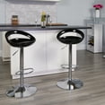 thumbnail image 2 of Flash Furniture Wilson 2 Pack Contemporary Black Plastic Adjustable Height Barstool with Rounded Cutout Back and Chrome Base, 2 of 14