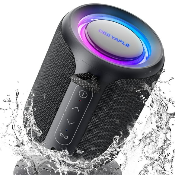 Altavoz Bluetooth inalámbrico, altavoz portátil IP67 impermeable y a prueba de polvo con luces, sonido estéreo fuerte de 15 W, batería de 2500 mAh, tiempo de reproducción durante todo el día, empareja