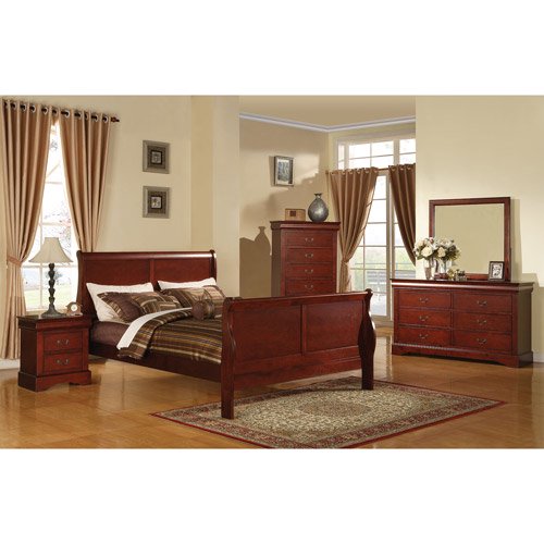 Louis Phillipe III Queen Bed, Cherry - Walmart.com