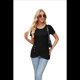 thumbnail image 2 of Blusas Lisas de Cuello Redondo y Corta para Mujer 2025, Nuevas Blusas Sueltas de Verano, Lindas, Negras, Talla L, 2 of 9