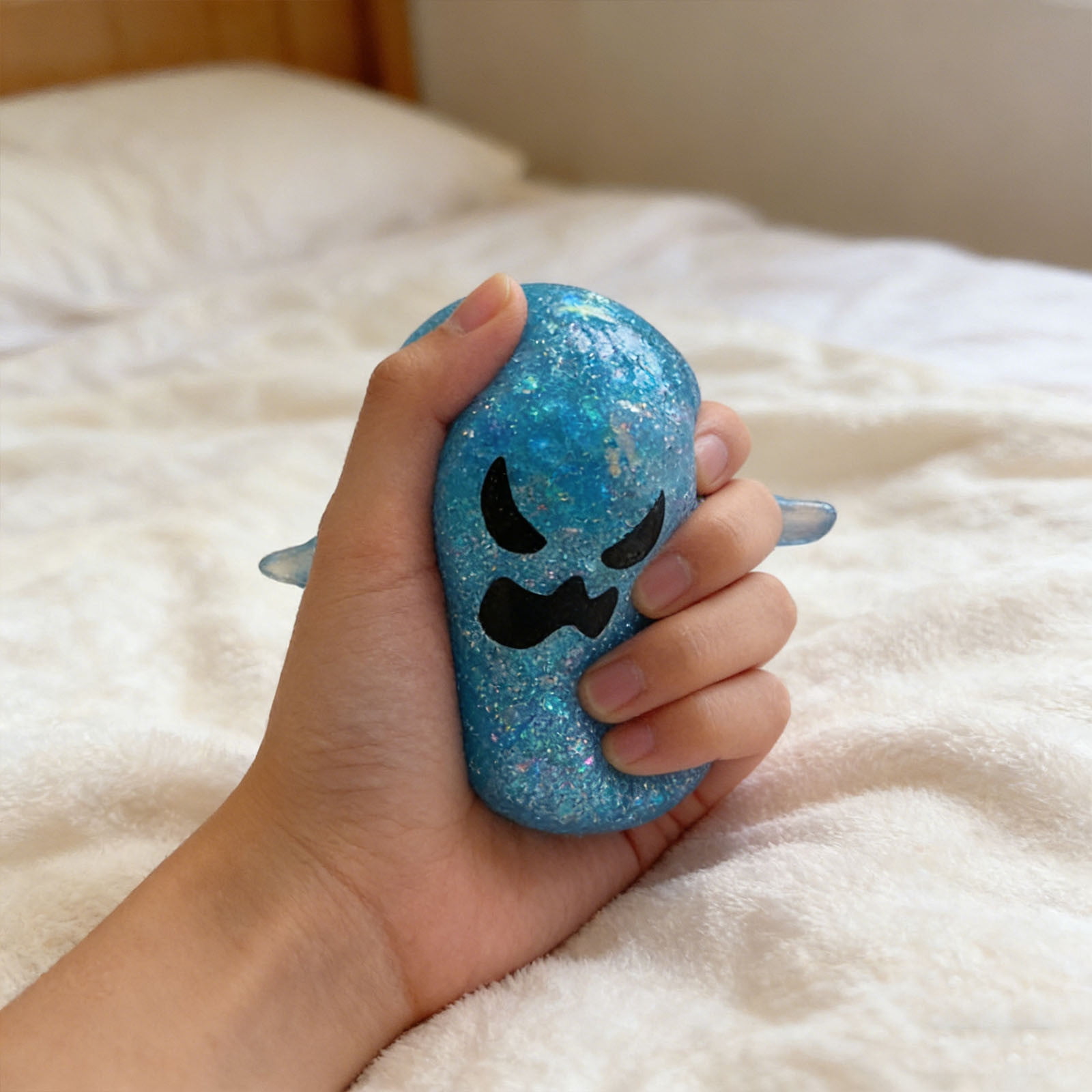 Fufafayo Ghost Sensory Ball, Stress ReliefToyFor Adults, Cute Dough Ball Stuffed Bun, Soft Decompression Dough for Anxiety, Desk Decor for Office Bedroom Living Room