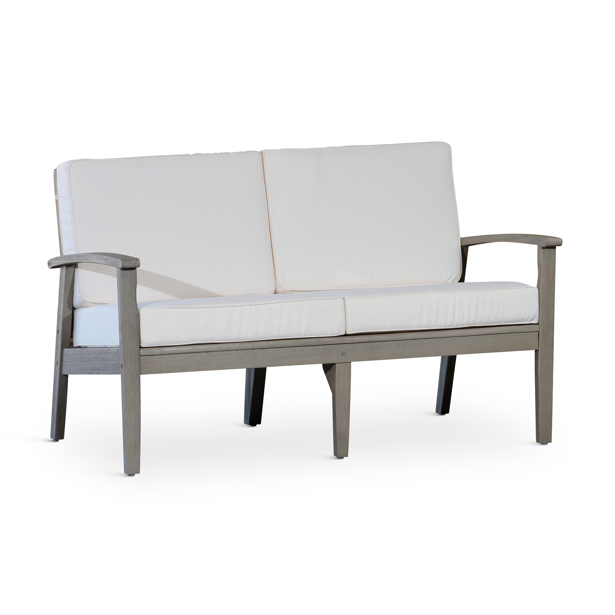 CoSoTower Eucalyptus Loveseat With Cushions, Driftwood Gray Finish