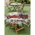 thumbnail image 3 of Outdoor Tablecloth with Umbrella Hole and Zipper, Christmas Tree Retro Round Table Cloth 60 Inch Waterproof Tablecloth, Red Truck Xmas Winter Snowflake Picnic Table Cover for Patio Camping, 3 of 7