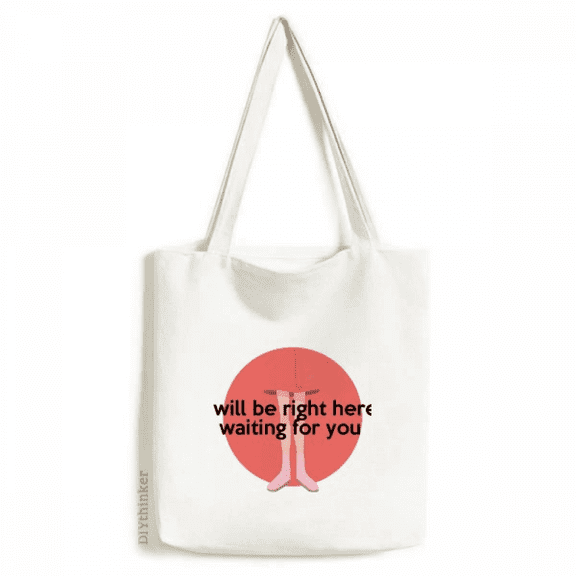 English Classic Emotional Lyrics Waiting Tote Canvas Bag Shopping Satchel Casual Handbag