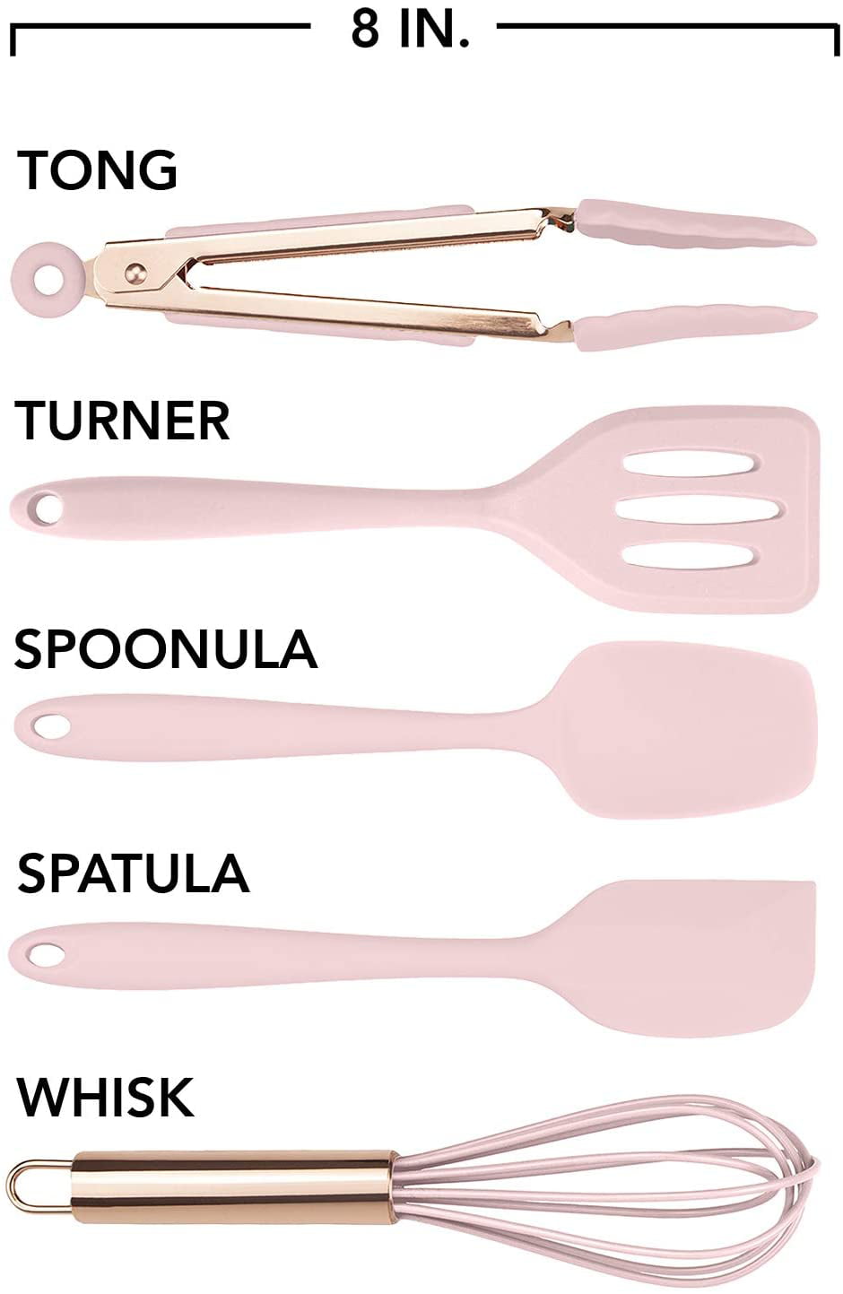  Collfa Rose Gold And Pink Kitchen Utensil Small Five