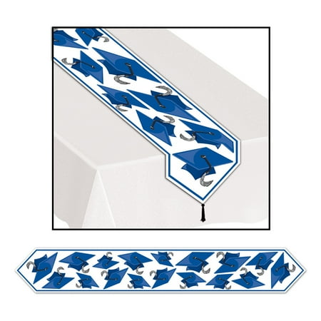 

Beistle Club Pack of 12 Blue Celebration Grad Cap Table Runner 6
