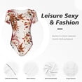 thumbnail image 6 of Uemuo Lilies Flowers Pattern Women's One Piece Short Sleeve Swimsuit Rash Guard Surfing Modest Quick-drying Swimsuit Beach Essentials-XX-Large, 6 of 9