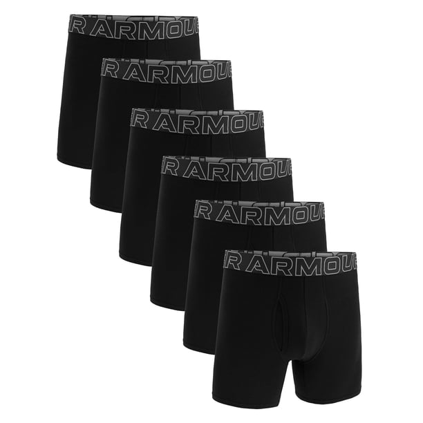 UNDER ARMOUR Calzoncillos bóxer para hombre, pack de 6 - Performance Cotton Boxer Briefs - Solid 6 in, Stretch, Mezcla de algodón Negro 2XL (XX-Large)