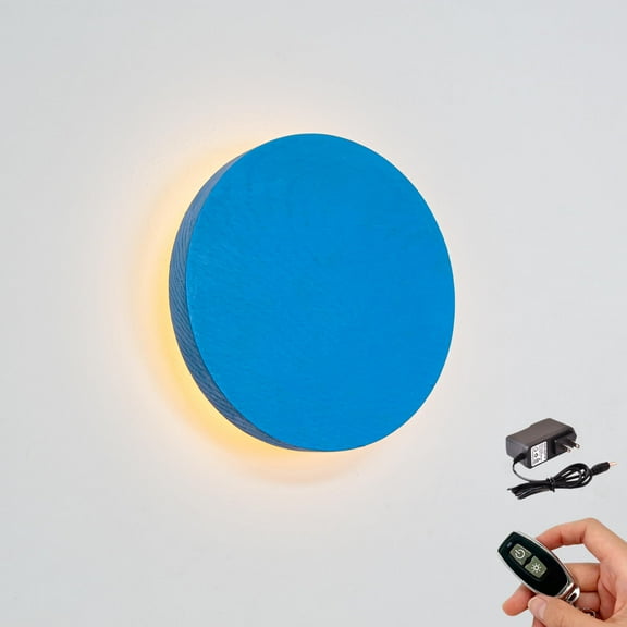 Kiven Battery Operated Wall Sconce with Remote Control,Rechargeable Wall Sconces Indoor, Backlight Wall Light for Bedside Wall Decor Dark Corner Bathroom,Blue Finish