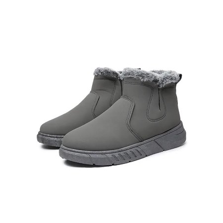 

Tenmix Men Winter Boot Pull On Fuzzy Snow Boots Plush Lining Fluffy Warm Bootie Thick Fleece Comfort Shoes Outdoor Casual Nonslip Ankle Booties Gray 9