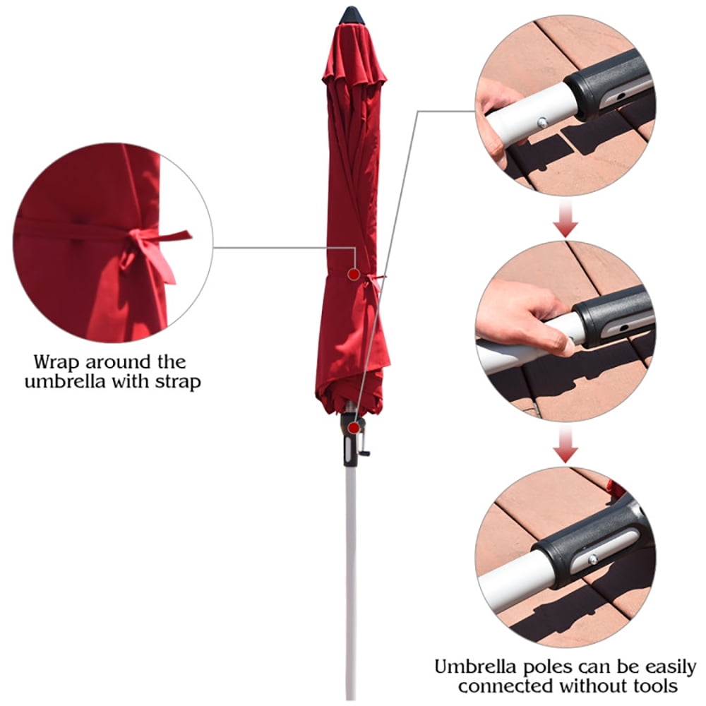 Aimee Lii 9 Feet Patio Outdoor Market Umbrella with Aluminum Pole without Weight Base, Table Umbrella Outdoor Patio, Red Aimee Lii 9 Feet Patio Outdoor Market Umbrella with Aluminum Pole without Weight Base, Table Umbrella Outdoor Patio, Red