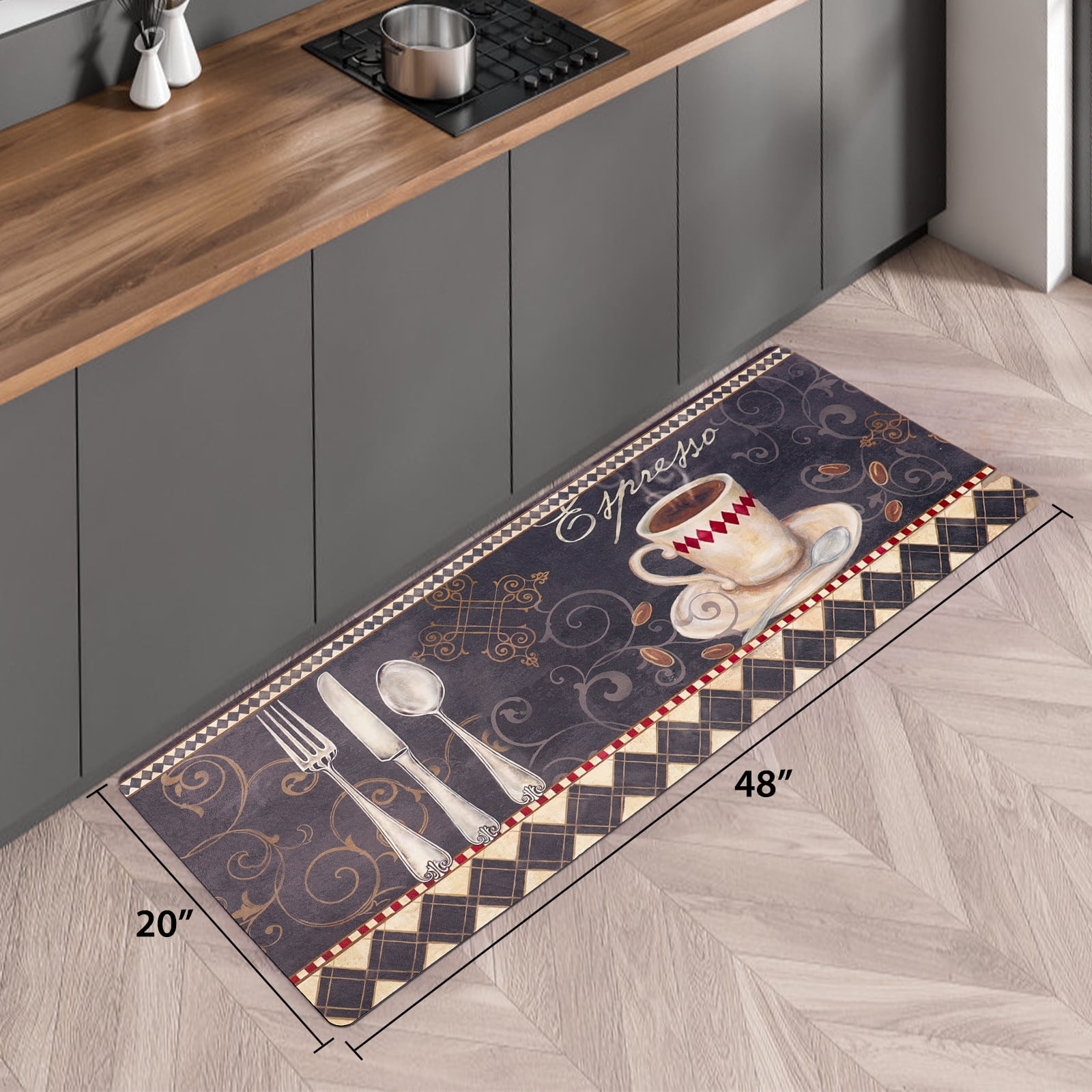 Floor Mat Ultra-Thin Kitchen Rug 35”x 23” Cappuccino 4T 