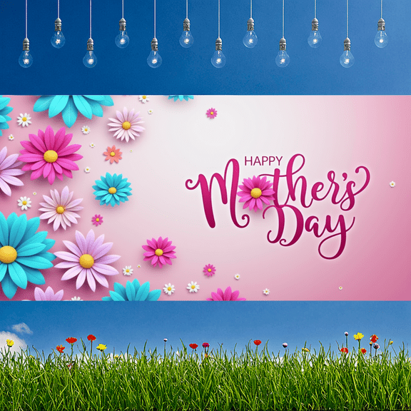 Decorative Design Happy Mother's Day Pink Floral Banner Spring Theme Lightweight Material for Mother's Day Celebration Home Decoration Photo Shoot