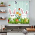 thumbnail image 5 of Easter Bunny Sheer Curtains 45 Inches Long, Spring Cute Eggs Farmhouse Wooden Grain Light Filering Curtains, Breathable Simi Curtain Privacy Drapes for Kitchen Bathroom Small Window Treatment, 5 of 9