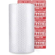 enKo (1 Pack) 12 inch x 72 feet Bubble Cushioning Wrap Roll Perforated 20 Fragile Sticker Labels for Moving Shipping