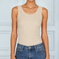 thumbnail image 2 of NIEWTR Women's Square Neck Sleeveless Double-Layer Tank Tops Basic Tight T Shirts Womens Tank Summer Tank (S,A146-Beige), 2 of 7