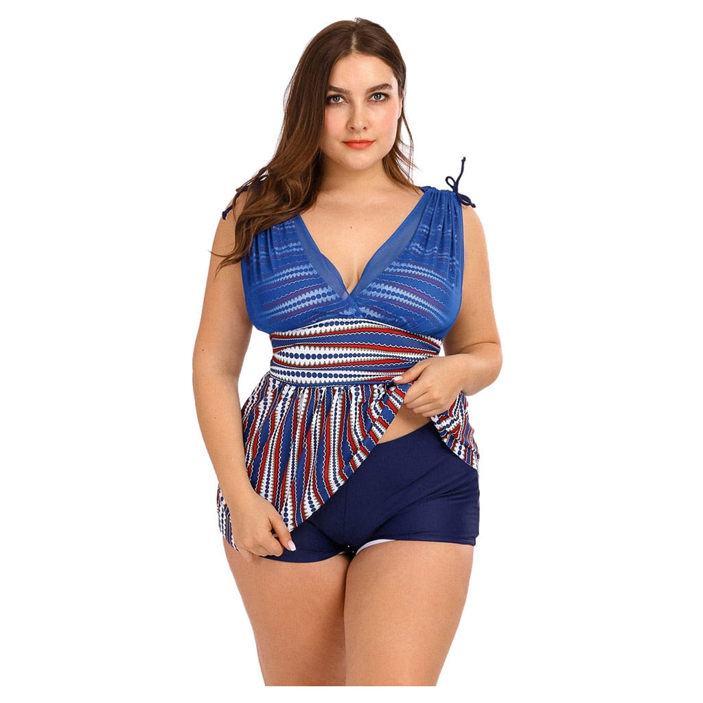 plus size 2 piece tankini swimwear
