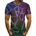 thumbnail image 1 of Fridja T-Shirts Grande Taille pour Hommes Hauts Graphiques Printemps et Été T-Shirt Mode Décontractée Manches Courtes Imprimé Géométrique 3D Rétro Chemise Blouse pour Course Randonnée Escalade (Violet, 2TG), 1 of 4