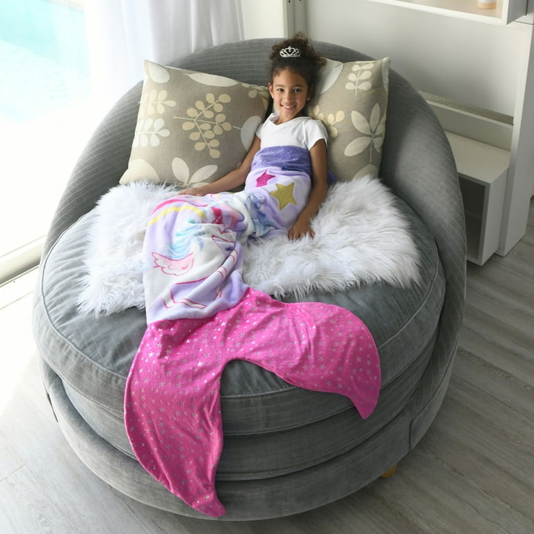 Unicorn Blankie Tail for Kids by Your Zone Pink and Purple Walmart