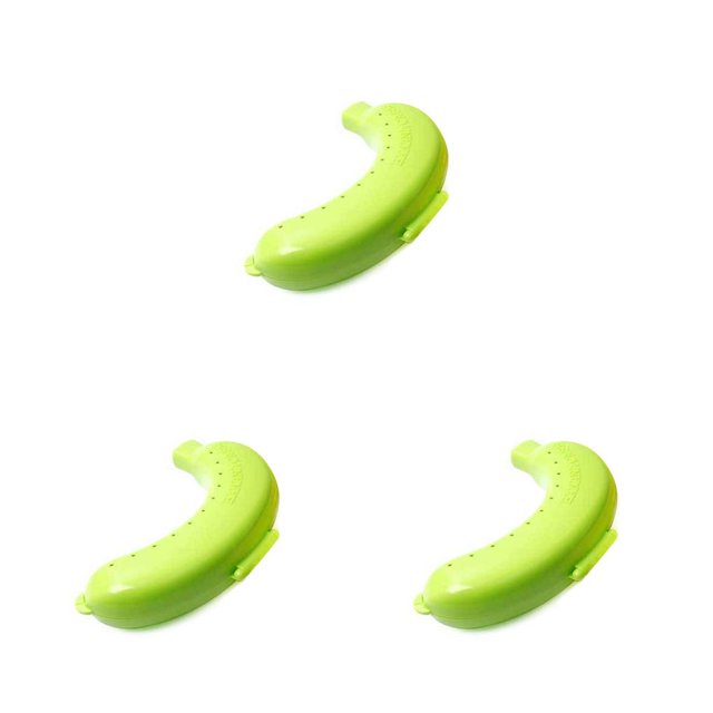 Shengyu Banana Storage Box Lovely Anti-extrusion Multifunctional Case Holder Takeaway Anti-squeezing Fresh-keeping Protector Green 3Set