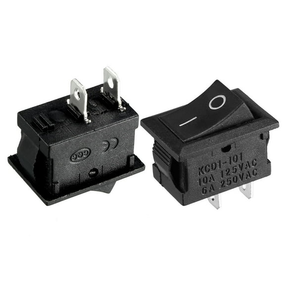 5pcs 250V/6A 125V/10A 2P I/O 2 Position Snap-in Boat Rocker Switch Black