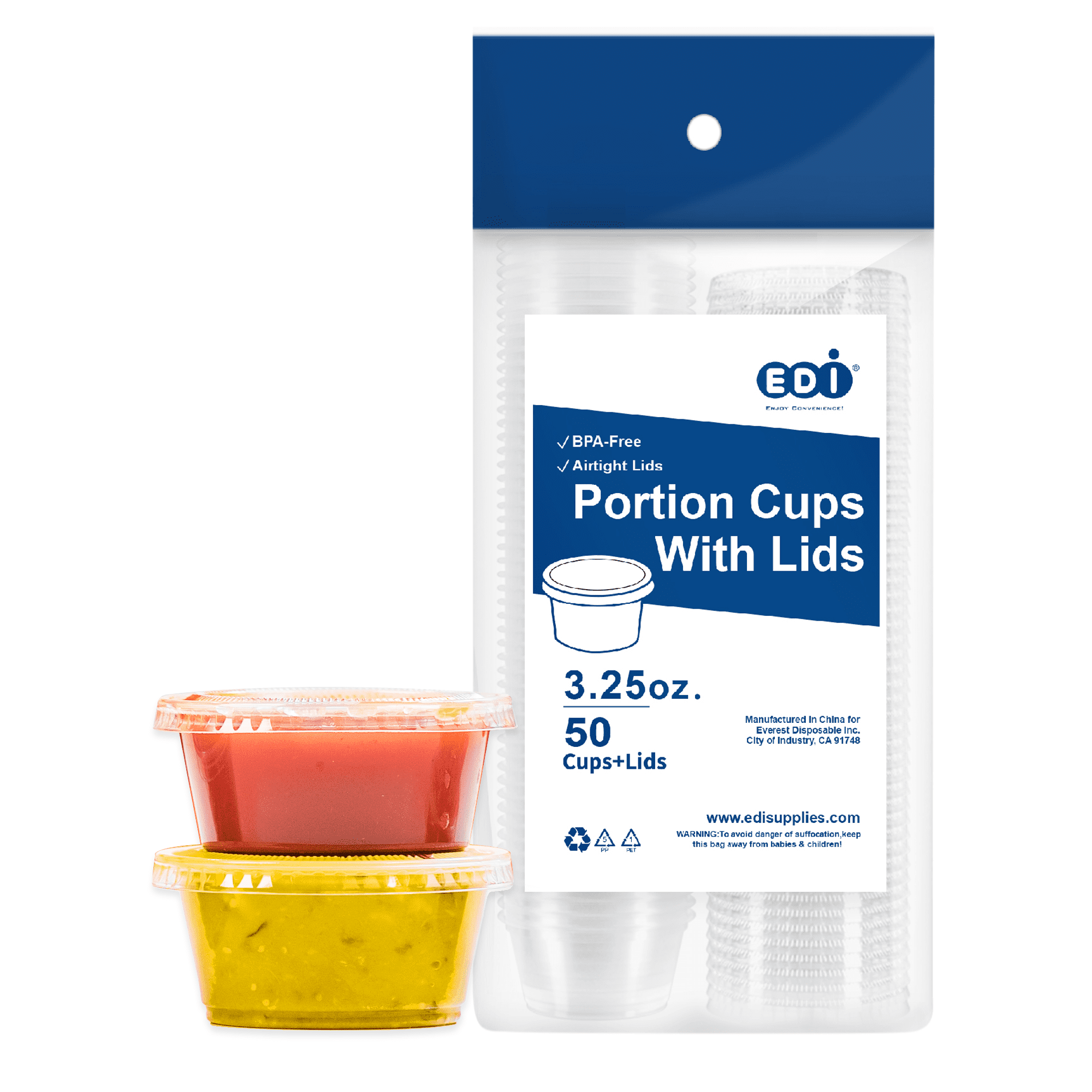 Clear Plastic Portion Cups with Lids, BPA Free - 3.25 oz / 2500 Pack