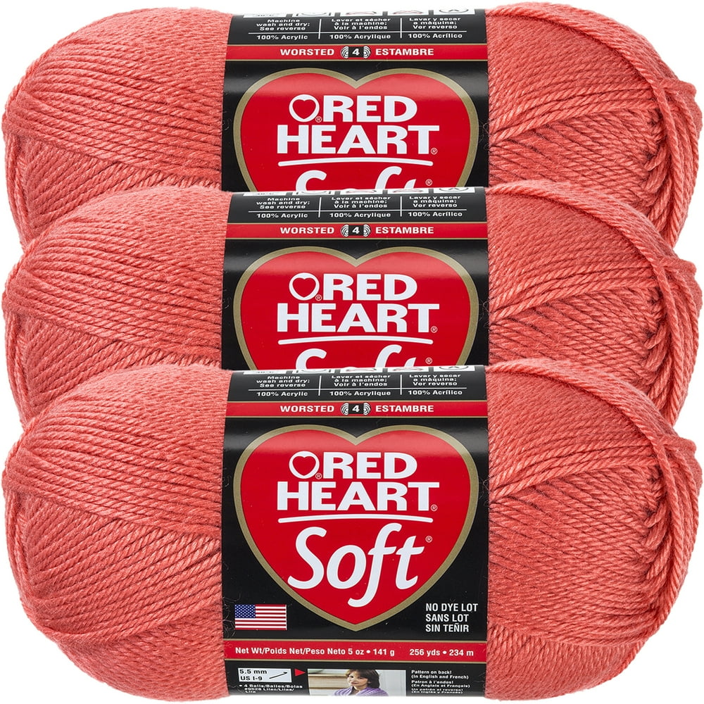 Red Heart Soft YarnCoral, Multipack Of 3