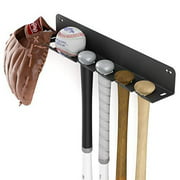 Wallniture Slugger Baseball and Bat Rack, Baseball Bat Holder Metal Wall Shelf for Sports Memorabilia 6 Sectional, Black