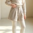 thumbnail image 4 of Trikvn Girls Dressy Wool Blend Shorts High Elastic Waist Pleated Front Fall Winter Warm Uniform Shorts with Pockets, 4 of 9