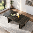 thumbnail image 4 of Fnova 62.99" Rectangular Dining Table for 4-6 People, Farmhouse Wood Kitchen Table with Side Storage Shelves, Heavy Duty Legs, Easy to Assemble, 4 of 18