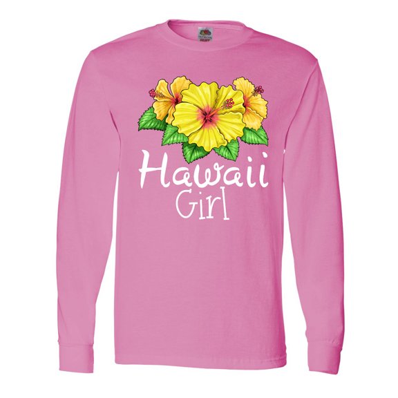 Inktastic Hawaii Girl Hibiscus Flowers Long Sleeve T-Shirt