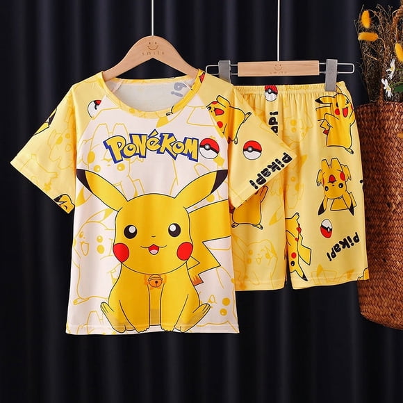 Boys And Girls Pajamas Short-sleeved Shorts Casual Two-piece Cartoon Cute Home Clothes-ZJKDGJKJ