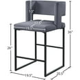 thumbnail image 3 of Meridian Furniture Caleb Grey Velvet Counter Stool, Set of 2, 3 of 7