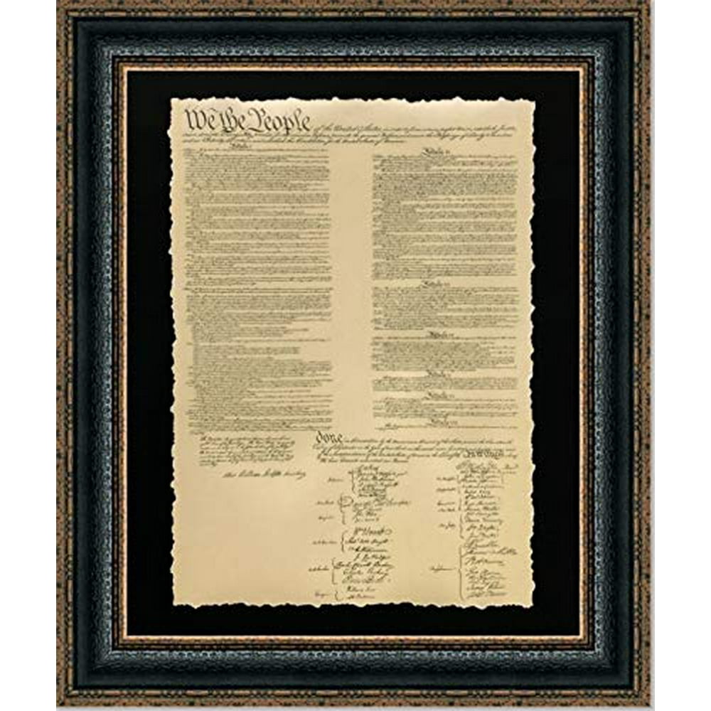 Framed American Constitution Historic Document in Single Mat 25L X