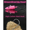 thumbnail image 4 of BLUEWING Big Game Swimming Jig with Jig Head, High Carbon Steel Swing Hook and Replacement Tail Big Game Fishing Lures for Saltwater Fishing 2oz-6in Pink, 4 of 7