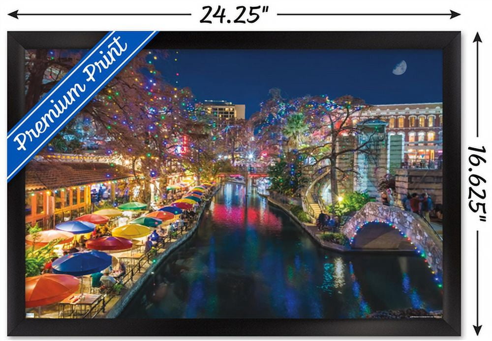 Beth Sheridan - San Antonio Holiday Wall Poster, 14.725" x 22.375", Framed