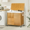 thumbnail image 6 of GUNAITO 115L Laundry Hamper with Lid and Wheels Handwoven Rattan Laundry Basket Rolling Clothes Hamper with Divided Liner Bag (Harvest Gold), 6 of 6