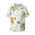 thumbnail image 4 of Uemuo Dinosaur on Excavator Pattern Cotton Linen Short Sleeve Shirts,Casual Lightweight Button Down Shirts,Vacation Beach Summer Tops-X-Large, 4 of 7