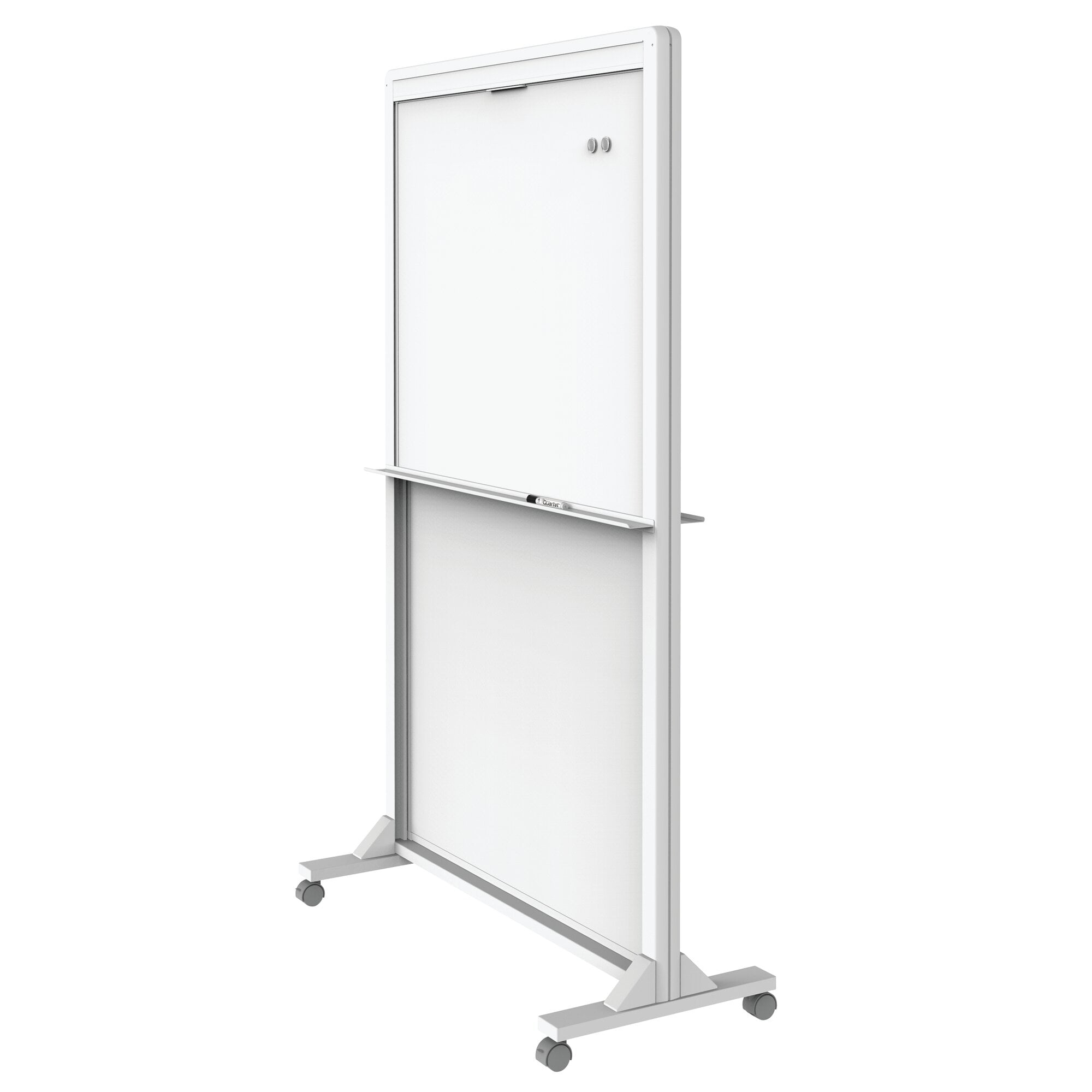 Quartet Motion Dual-Track Mobile Magnetic Dry-Erase Easel, White