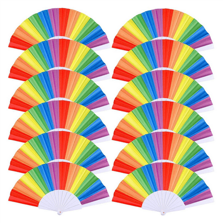 

10 Pack Rainbow Folding Fans Hand Held Pride Fan Gay Pride LGBT Fans for Parties Festival Events Dance Supplies