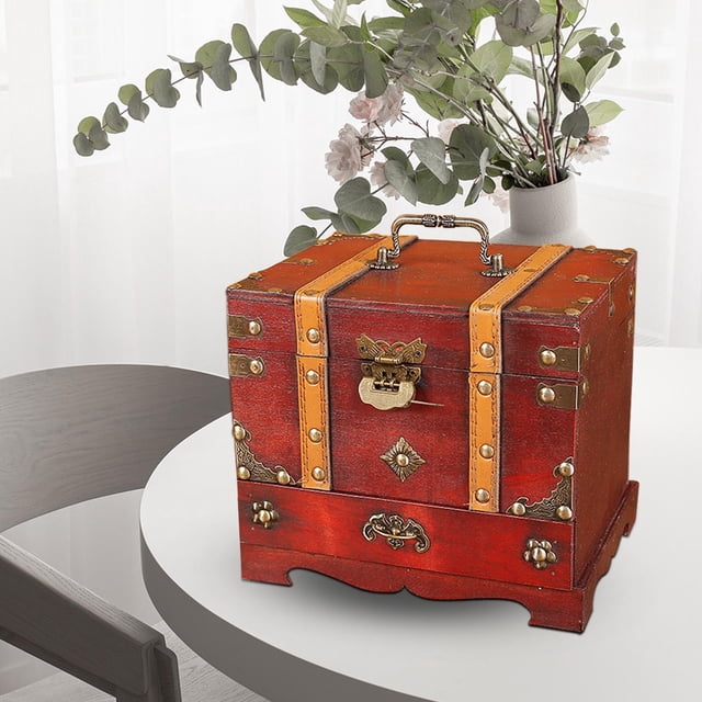 Caja de Almacenamiento de Madera Fernando Organizador de Joyas Retro
