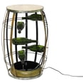 thumbnail image 4 of Vintage Metal Barrel Design Cascading Waterfall Floor Water Fountain with Tiering Wine Bottles Yard Art Decor, 4 of 8