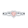 thumbnail image 5 of Rosec Jewels IGI Certified Lab Grown 1 Carat Pink Diamond Heart Engagement Ring with Halo - Pink White Diamond Crossover Ring - with Jewelry Box, 925 Sterling Silver, US 4.00, 5 of 9